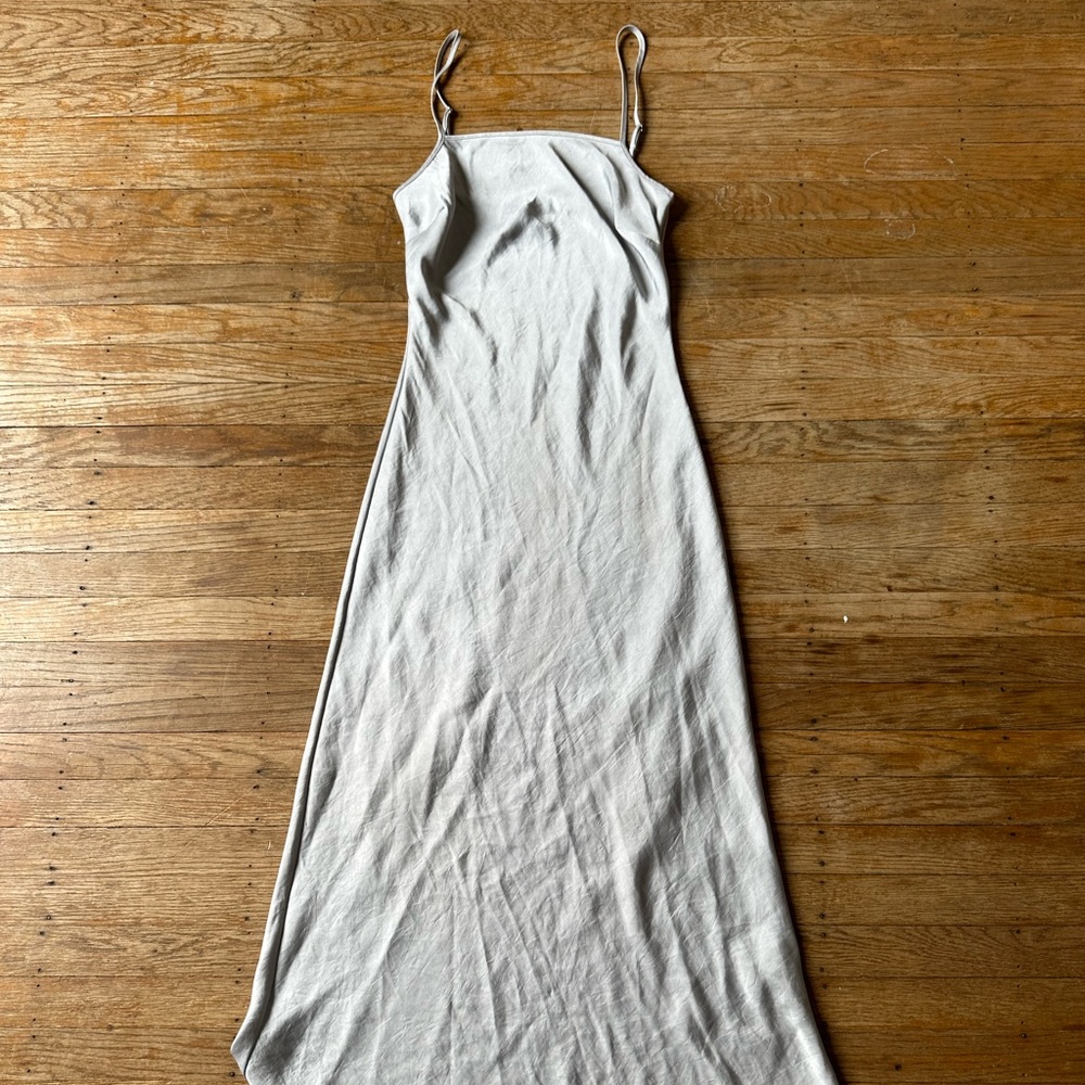 Aritzia satin slip midi dress